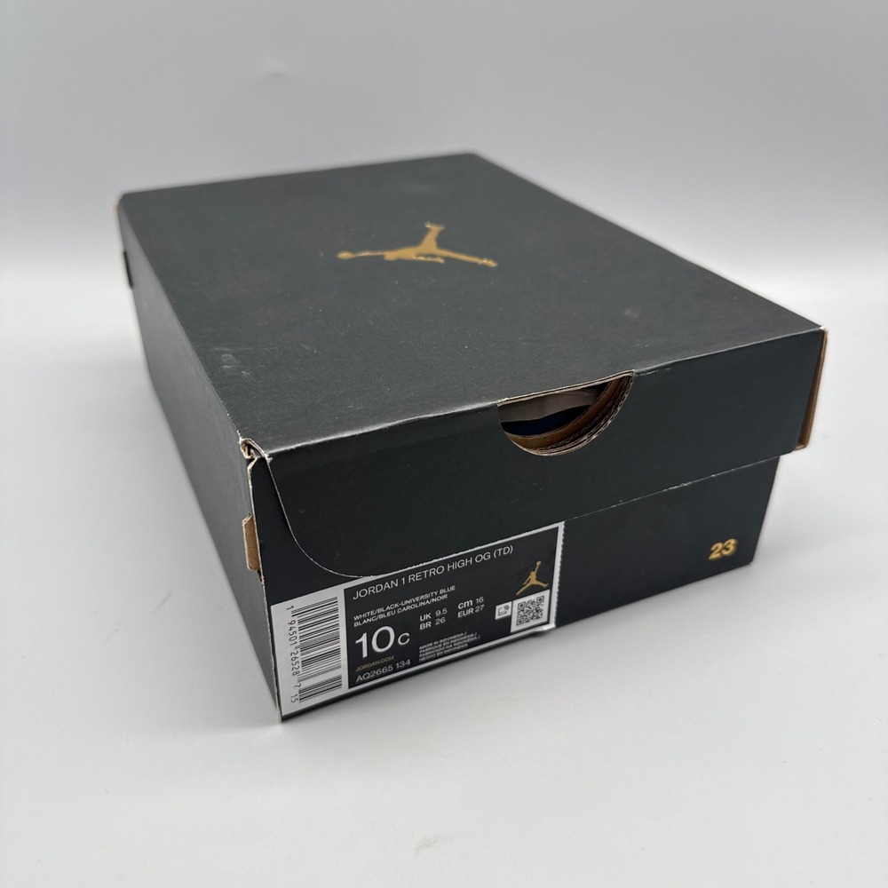 Jordan 1 Retro High OG Toddler 10C University Blue White Black AQ2665-134 EUC - Picture 12 of 12